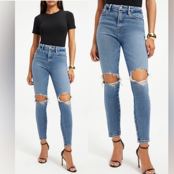 NWT Good American Good Legs Distressed Knee Skinny Jeans $155 - Picture 1 of 11